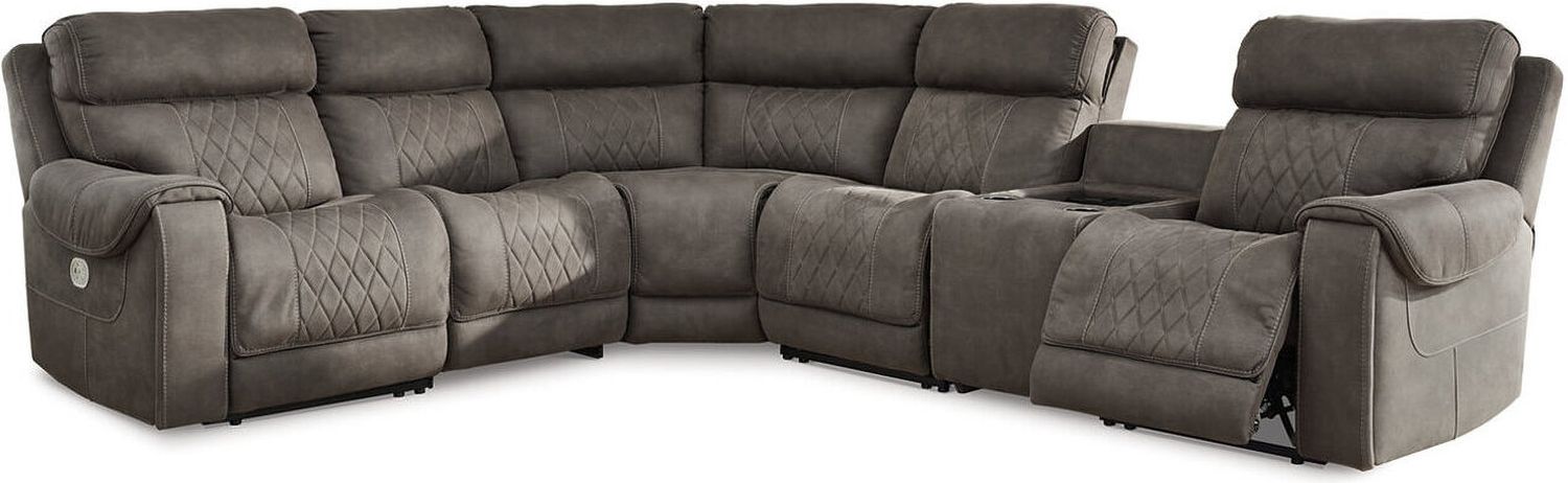 Hoopster 6-Piece Power Reclining Sectional In Gunmetal 23703S5