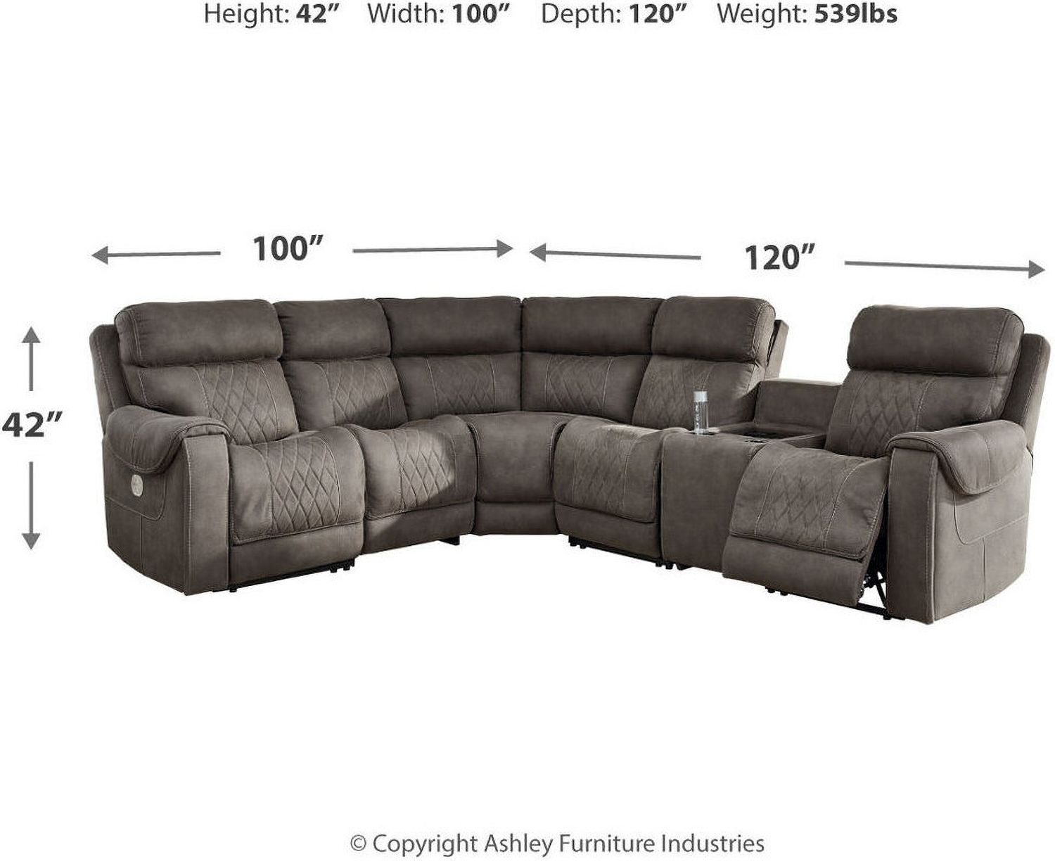 Hoopster 6-Piece Power Reclining Sectional In Gunmetal 23703S5
