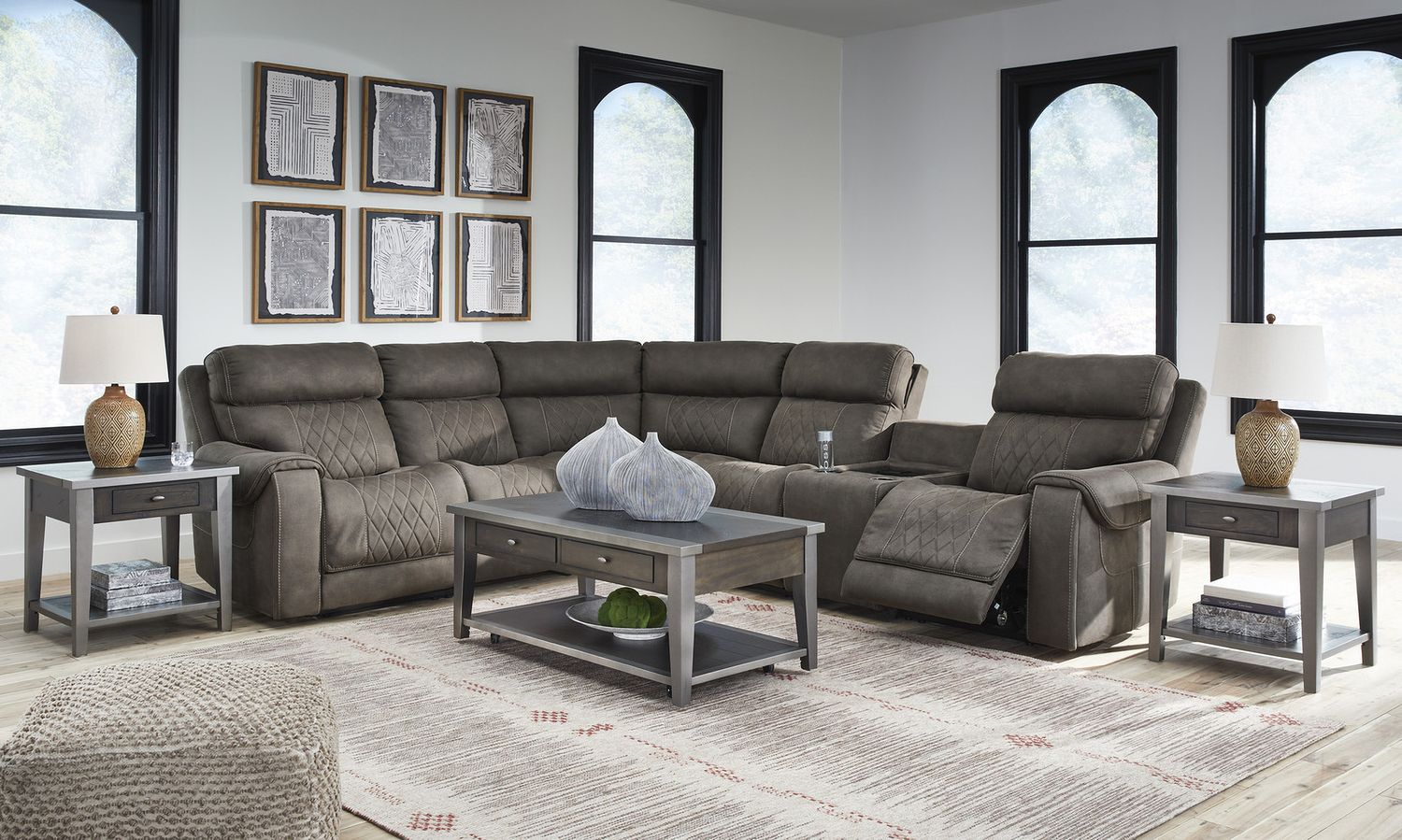 Hoopster 6-Piece Power Reclining Sectional In Gunmetal 23703S5