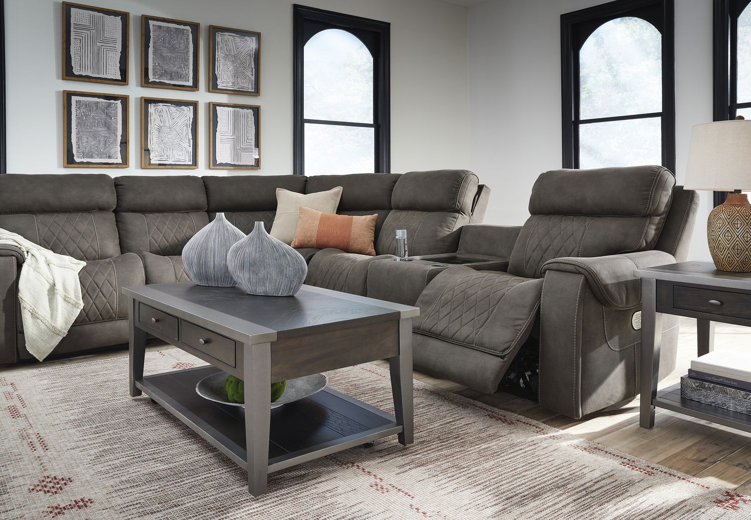 Hoopster 6-Piece Power Reclining Sectional In Gunmetal 23703S5