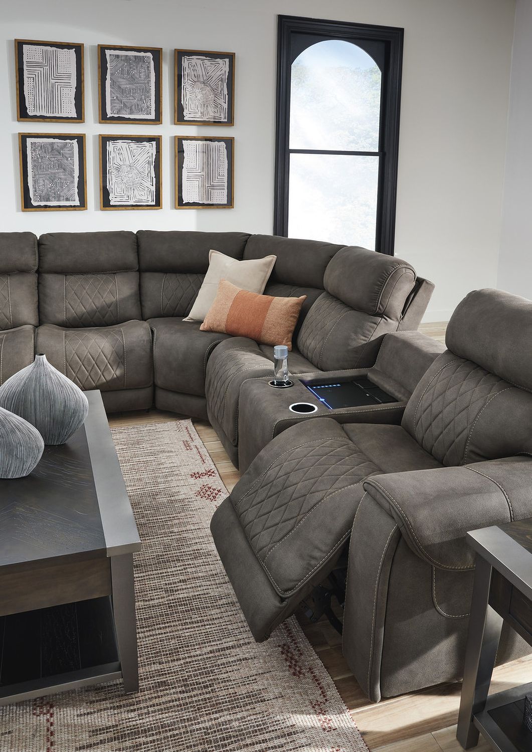Hoopster 6-Piece Power Reclining Sectional In Gunmetal 23703S5