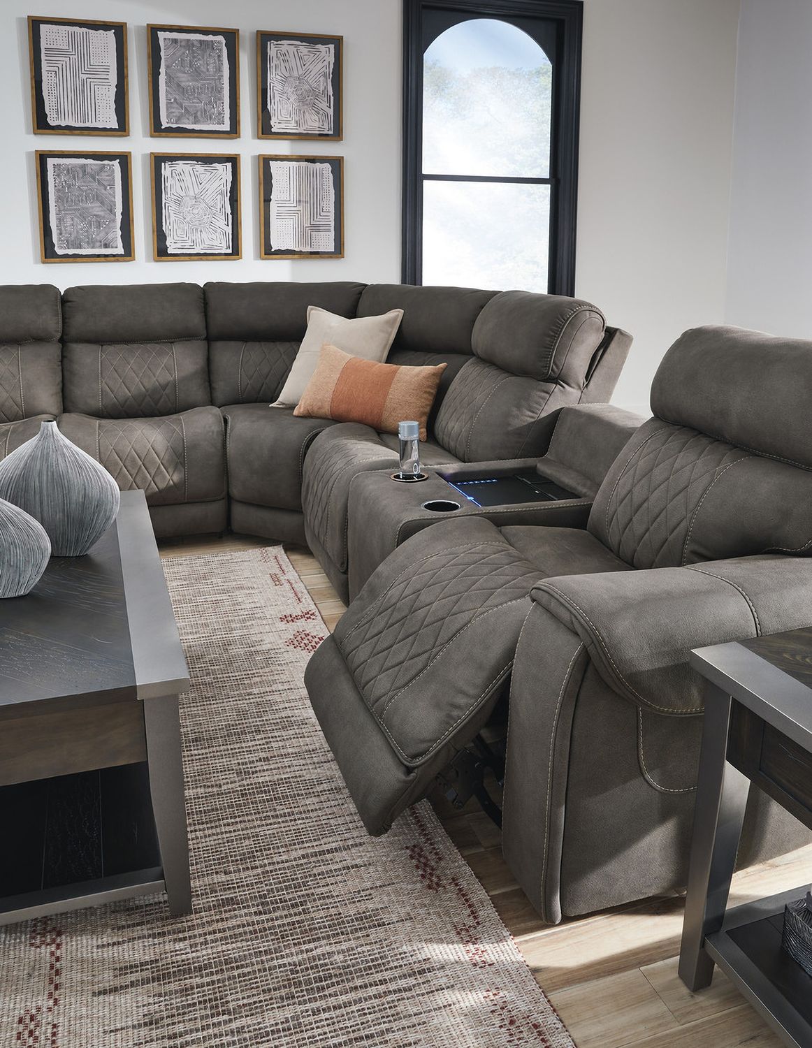 Hoopster 6-Piece Power Reclining Sectional In Gunmetal 23703S5
