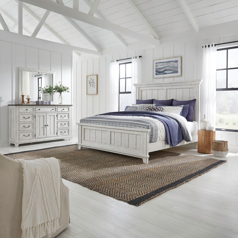 River Place King Panel Bed, Dresser & Mirror 237BRKPBDM