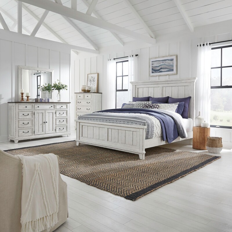River Place King Panel Bed, Dresser & Mirror, Chest 237BRKPBDMC