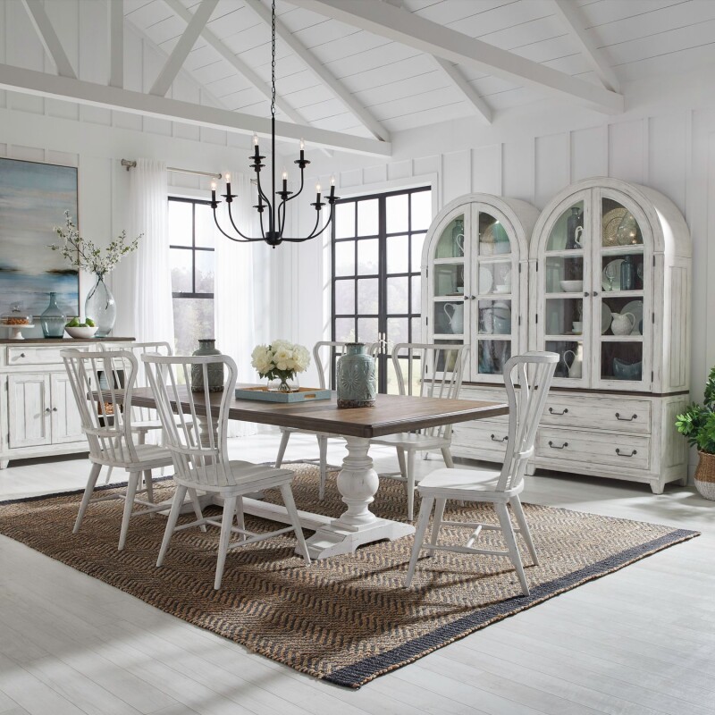 River Place 7 Piece Trestle Table Set 237DR7TRS