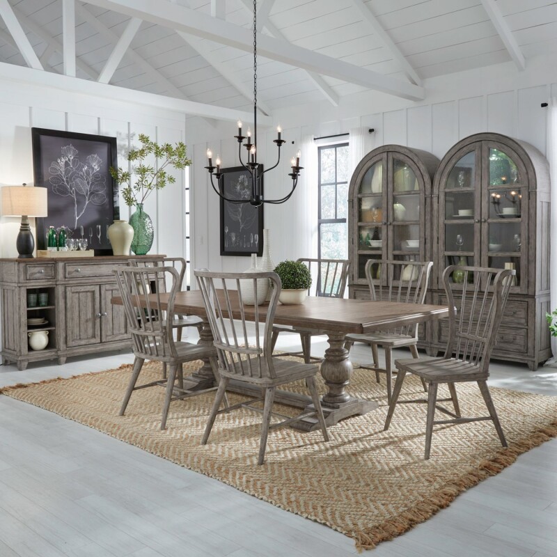 River Place 7 Piece Trestle Table Set 237GDR7TRS