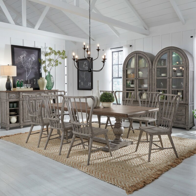 River Place 9 Piece Trestle Table Set 237GDR9TRS
