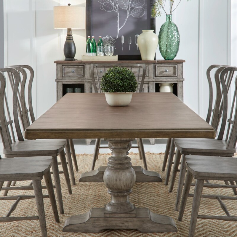 River Place 9 Piece Trestle Table Set 237GDR9TRS