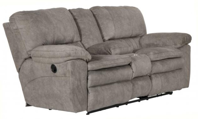 Lay Flat Reclining Console Loveseat w/Storage & Cupholders 2409