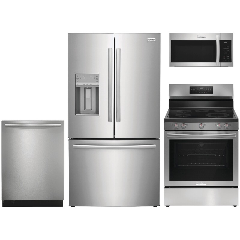 4 Piece Stainless Steel Gallery Package with Standard Depth French Door Refrigerator and Electric Range 2410GFS4AF