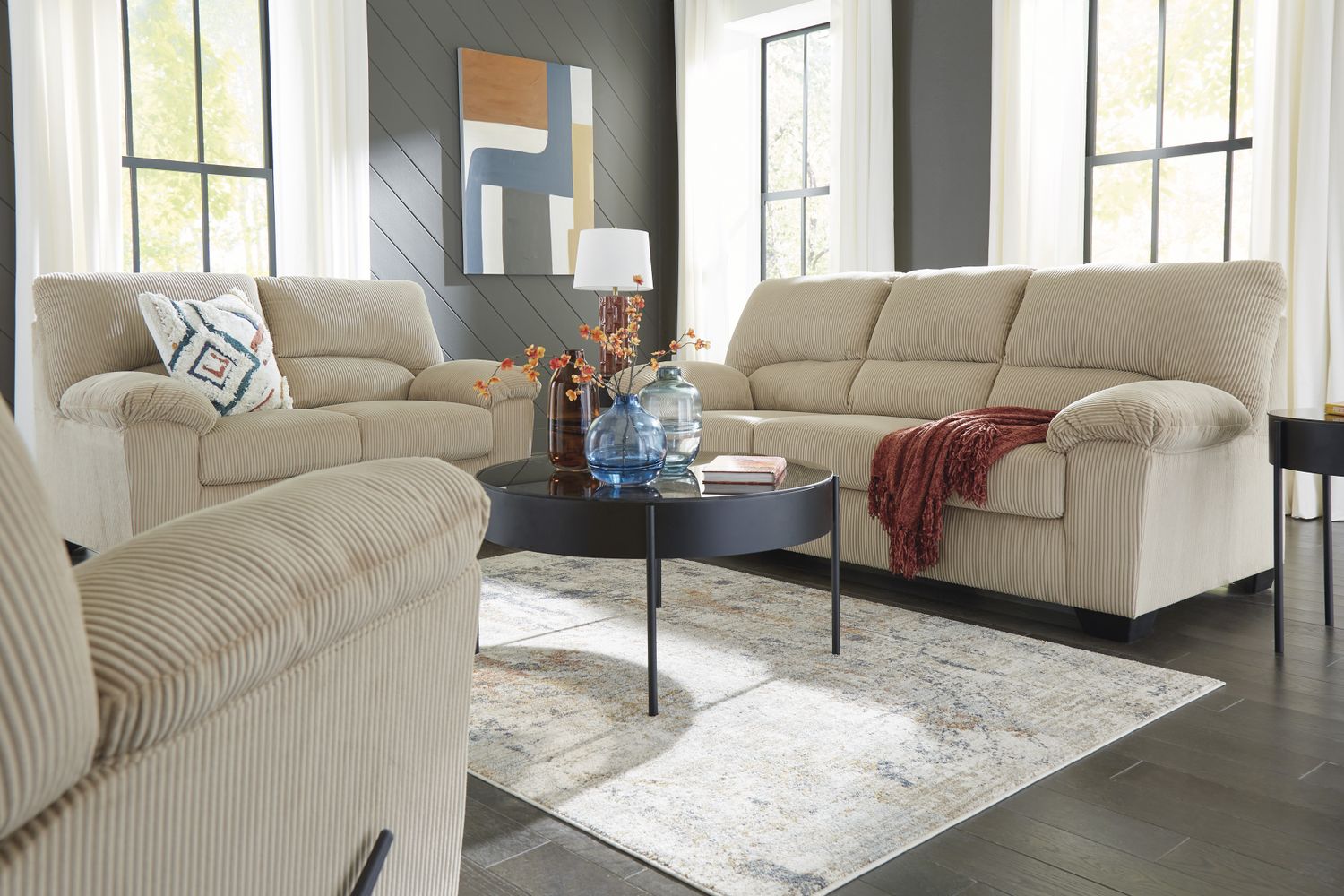 SimpleJoy Living Room Set In Sand 24203U1