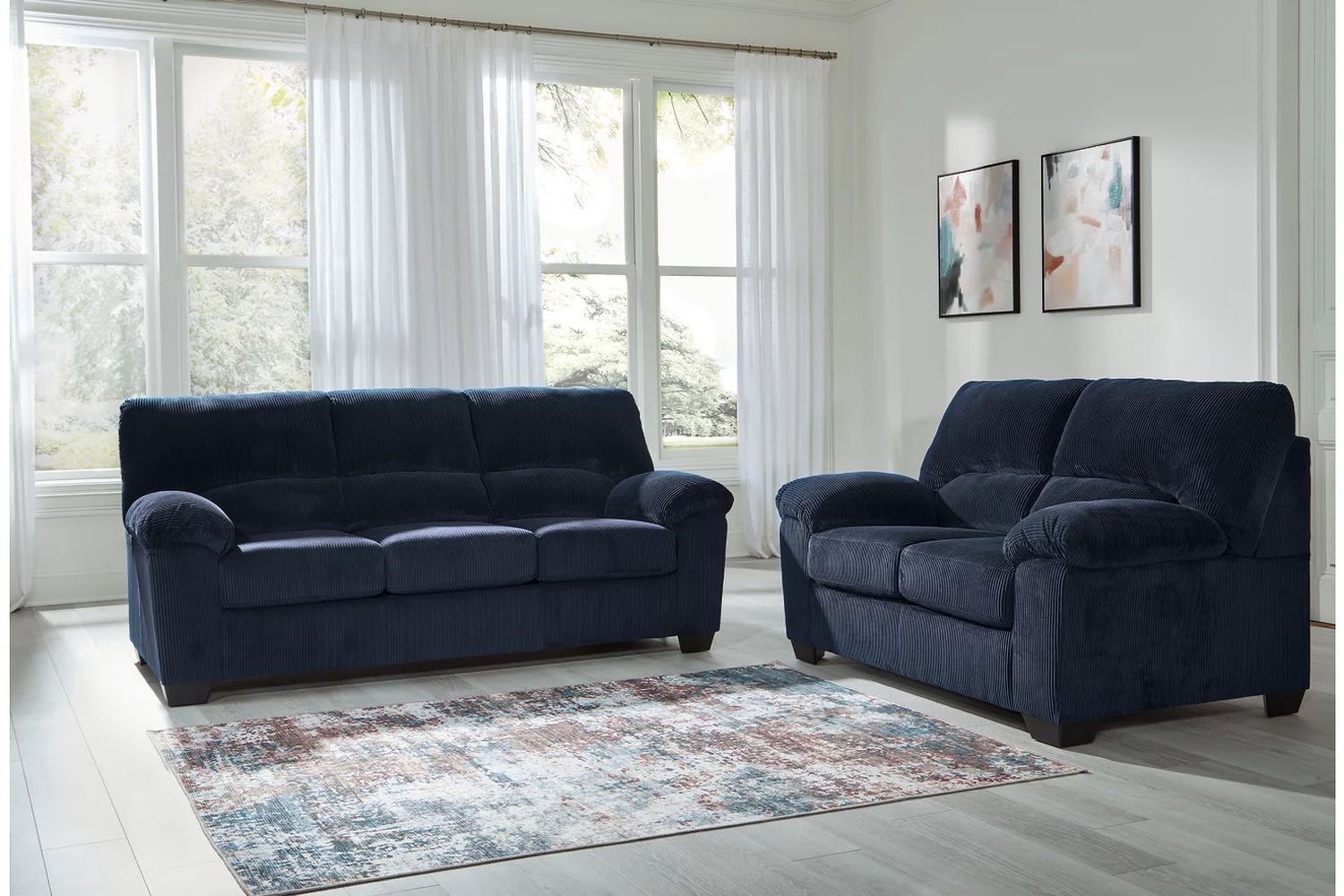 SimpleJoy Living Room Set In Navy 24205U1
