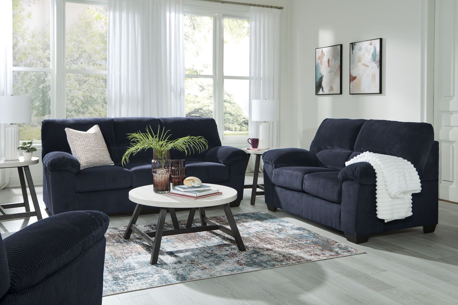 SimpleJoy Living Room Set In Navy 24205U1