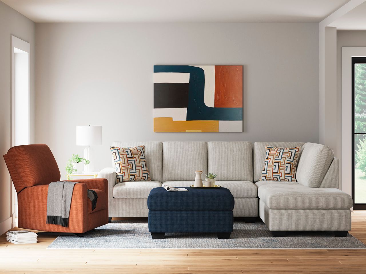 Aviemore Oversized Accent Ottoman In Ink 2430308