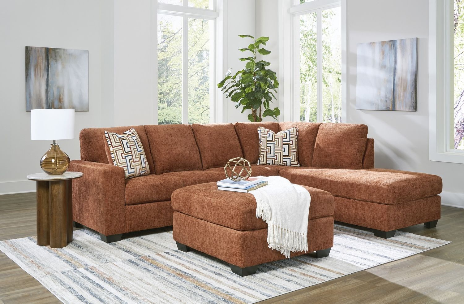 Aviemore 2-Piece Sectional with Chaise, Recliner and Ottoman In Spice 24304U3