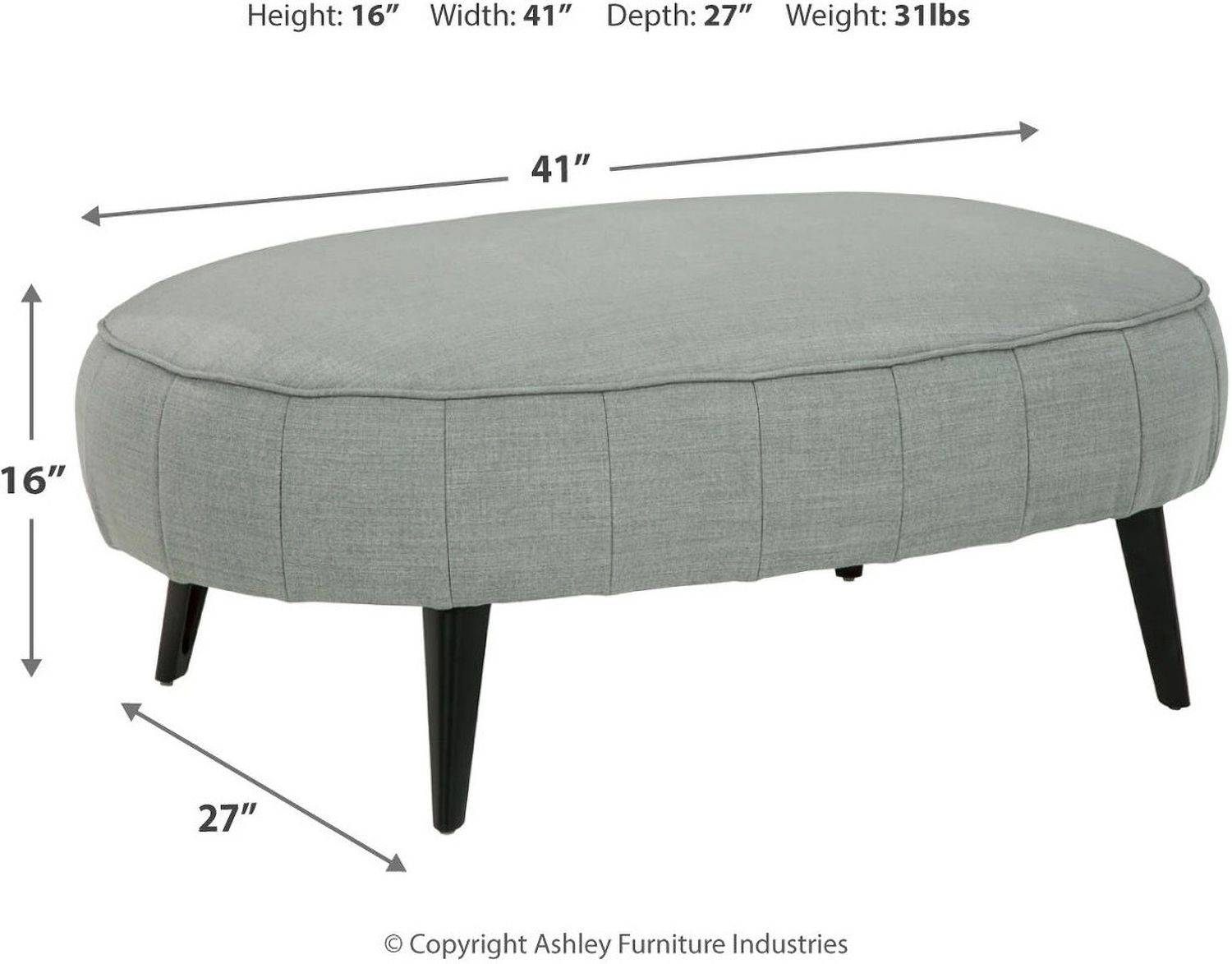 Hollyann Oversized Accent Ottoman In Gray 2440208