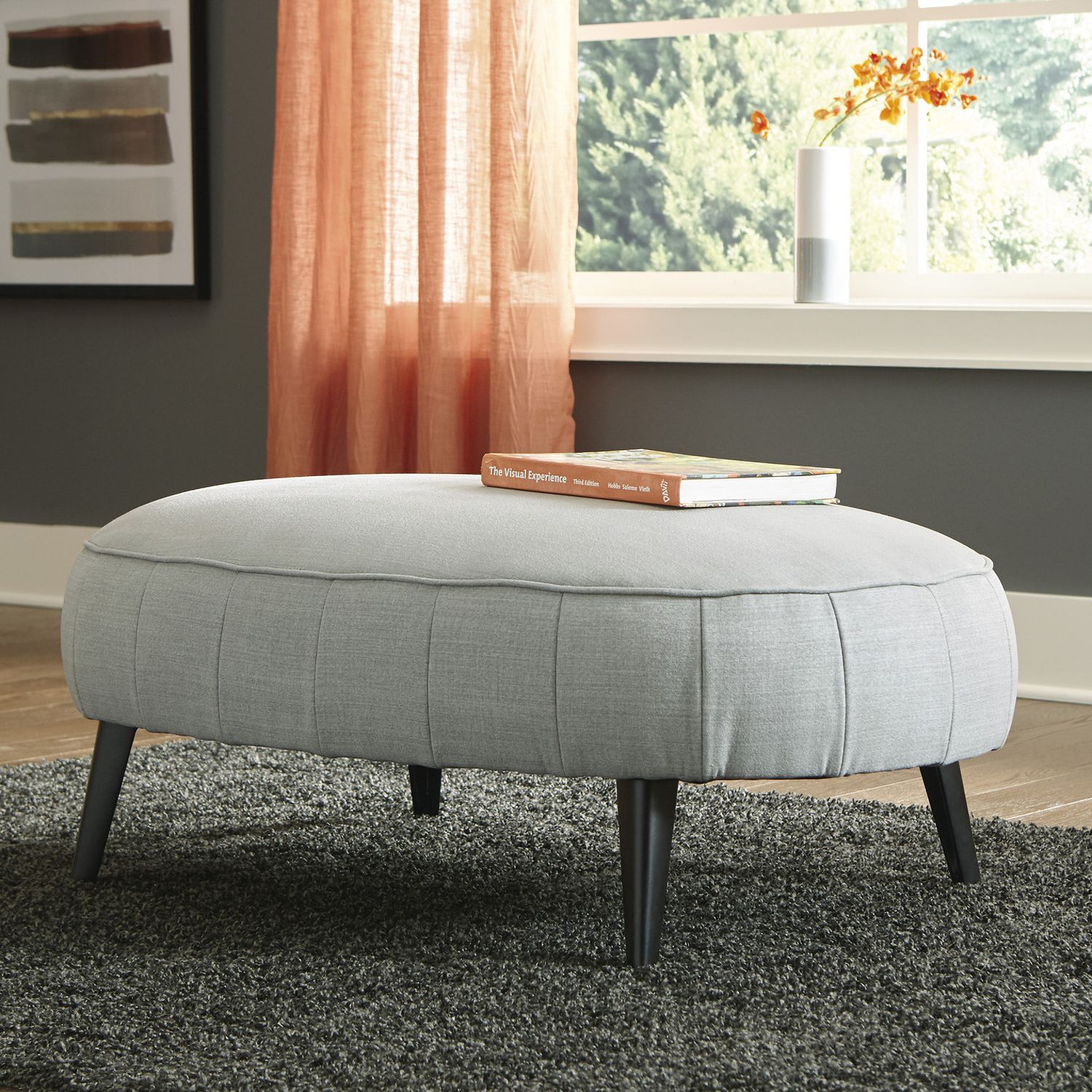 Hollyann Oversized Accent Ottoman In Gray 2440208