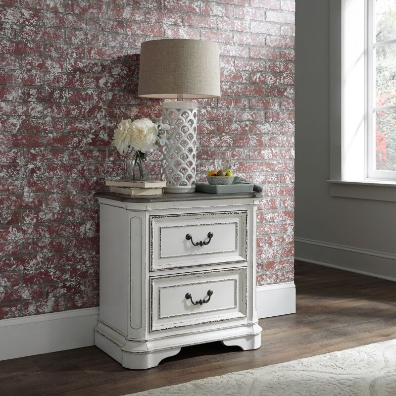 Magnolia Manor King California Upholstered Bed, Dresser & Mirror, Chest, Night Stand 244BRCKUBDMCN