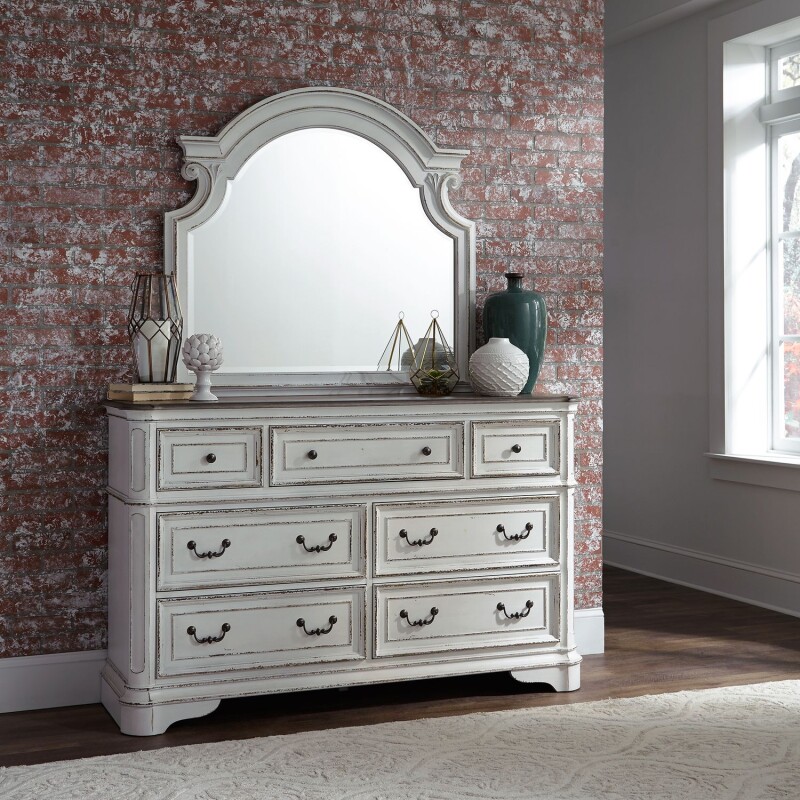 Magnolia Manor King California Panel Bed, Dresser & Mirror 244BRCPBDM