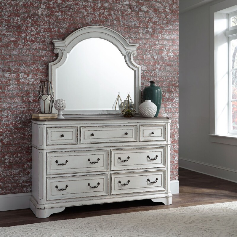 Magnolia Manor King California Panel Bed, Dresser & Mirror, Night Stand 244BRCPBDMN