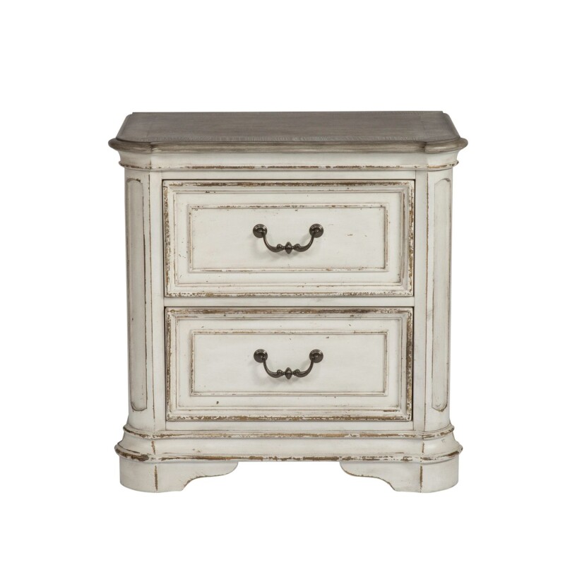 Magnolia Manor King Uph Sleigh Bed, Dresser & Mirror, Night Stand 244BRKUSLDMN