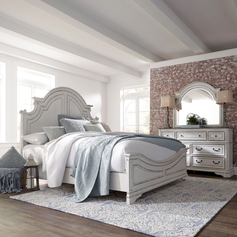 Magnolia Manor Queen Panel Bed, Dresser & Mirror 244BRQPBDM