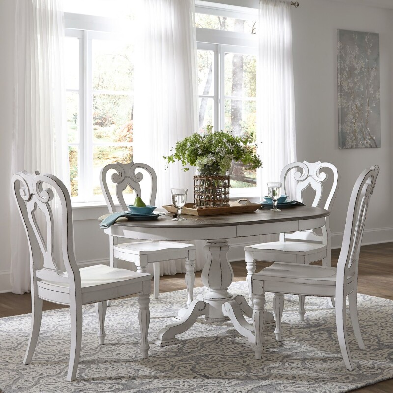 Magnolia Manor 5 Piece Pedestal Table Set 244DR5PDS