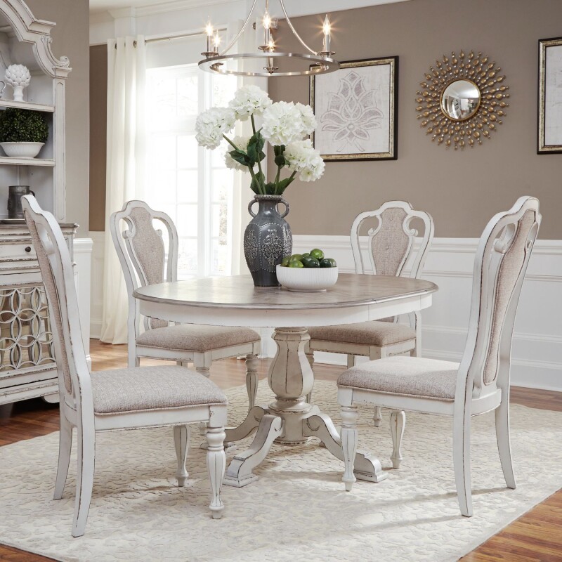 Magnolia Manor Opt 5 Piece Pedestal Table Set 244DRO5PDS