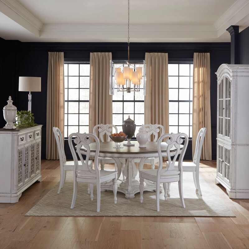 Magnolia Manor Opt 7 Piece Round Ped Table Set 244DRO7RPS