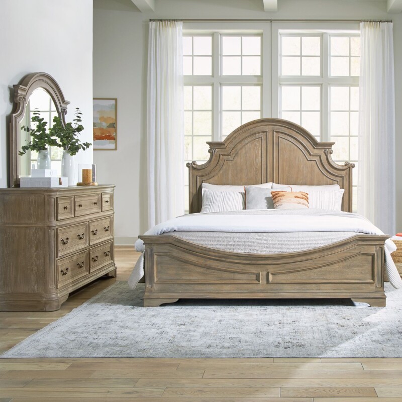 Magnolia Manor Queen Panel Bed, Dresser & Mirror 244NBRQPBDM