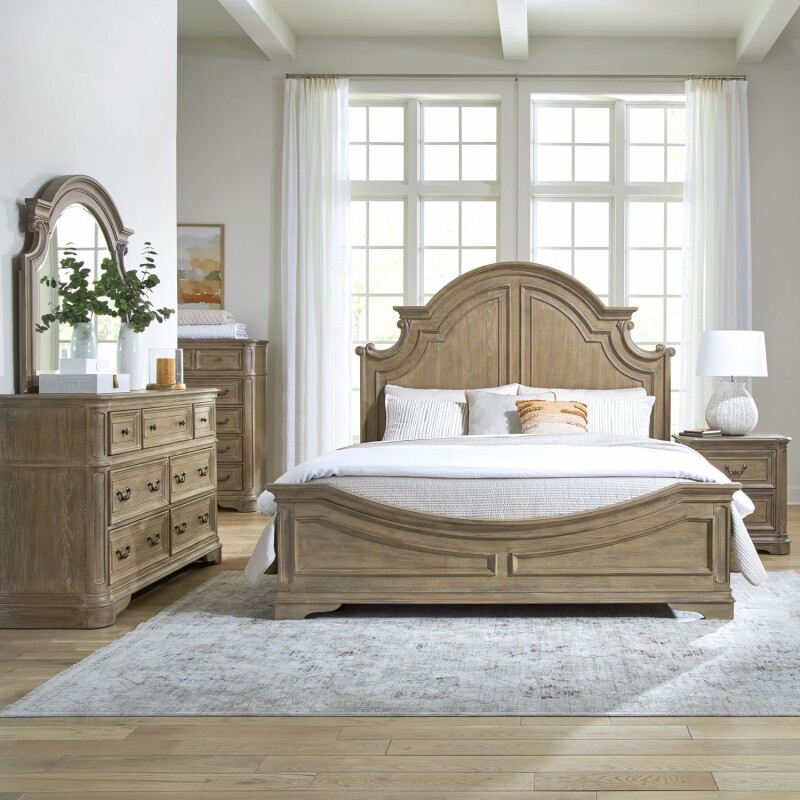 Magnolia Manor Queen Panel Bed, Dresser & Mirror, Chest, Night Stand 244NBRQPBDMCN