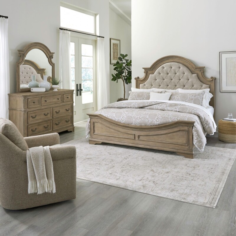 Magnolia Manor Queen Uph Bed, Dresser & Mirror 244NBRQUBDM