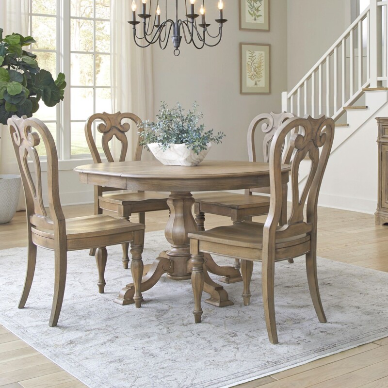 Magnolia Manor Opt 5 Piece Pedestal Table Set 244NDRO5PDS