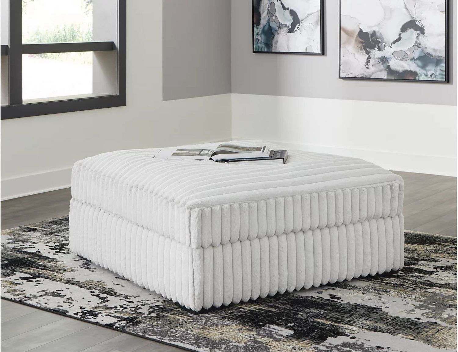 Stupendous Oversized Accent Ottoman In Alloy 2590308