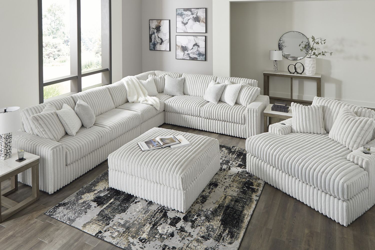 Stupendous Oversized Accent Ottoman In Alloy 2590308