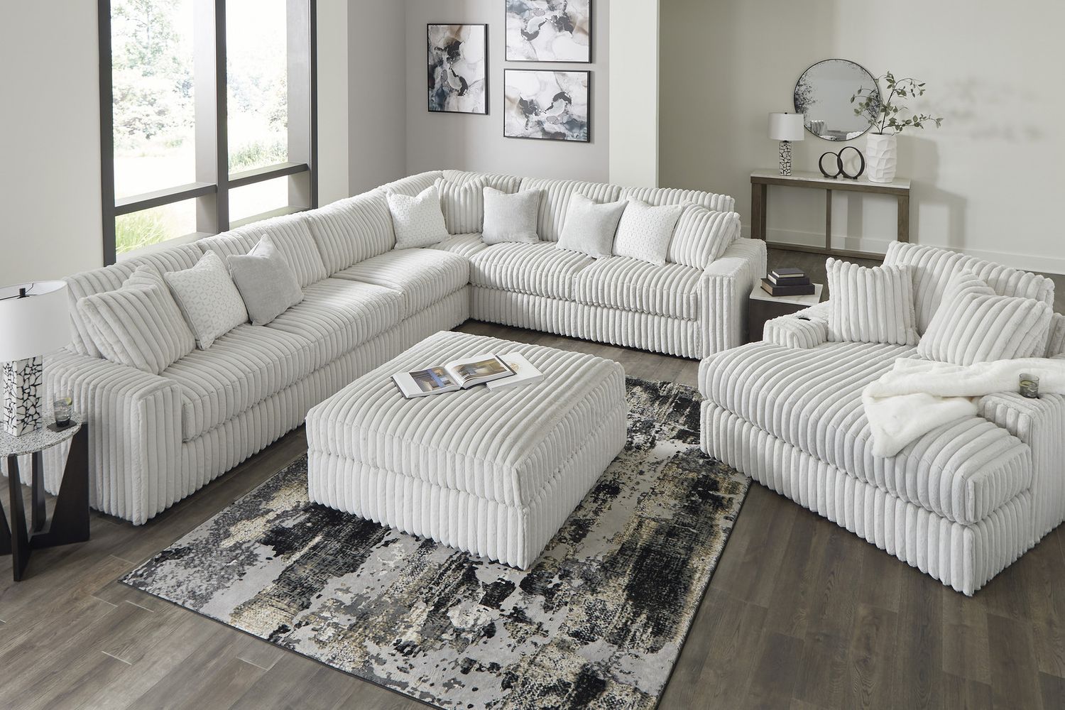 Stupendous Oversized Accent Ottoman In Alloy 2590308