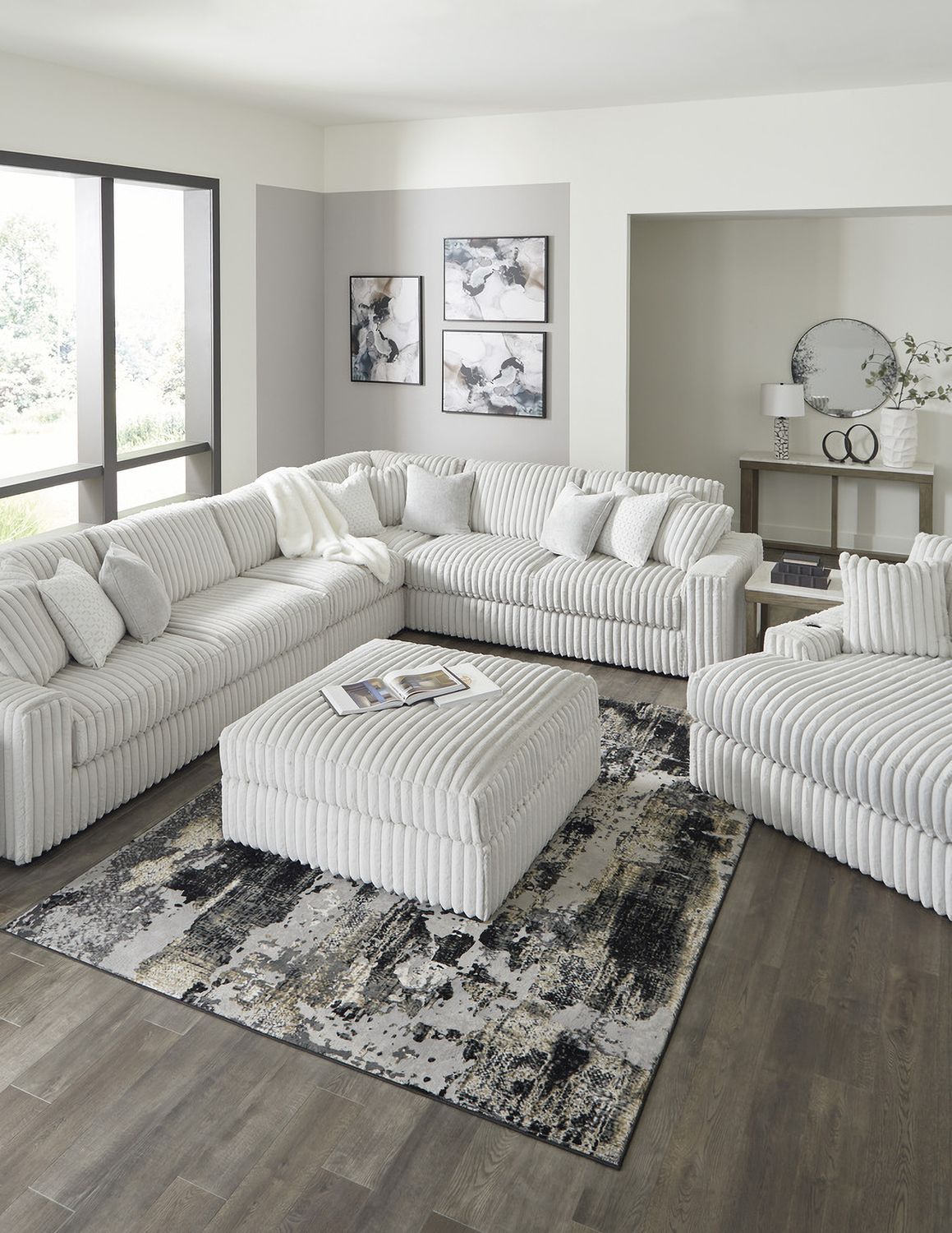 Stupendous Oversized Accent Ottoman In Alloy 2590308