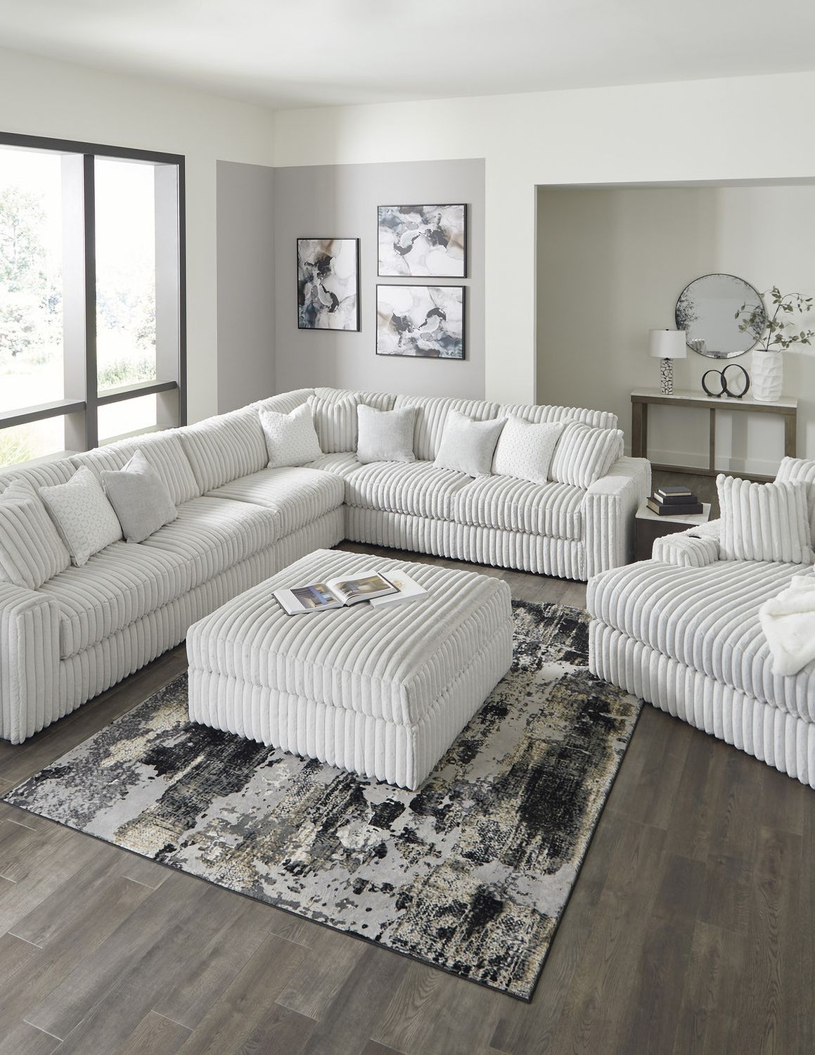 Stupendous Oversized Accent Ottoman In Alloy 2590308