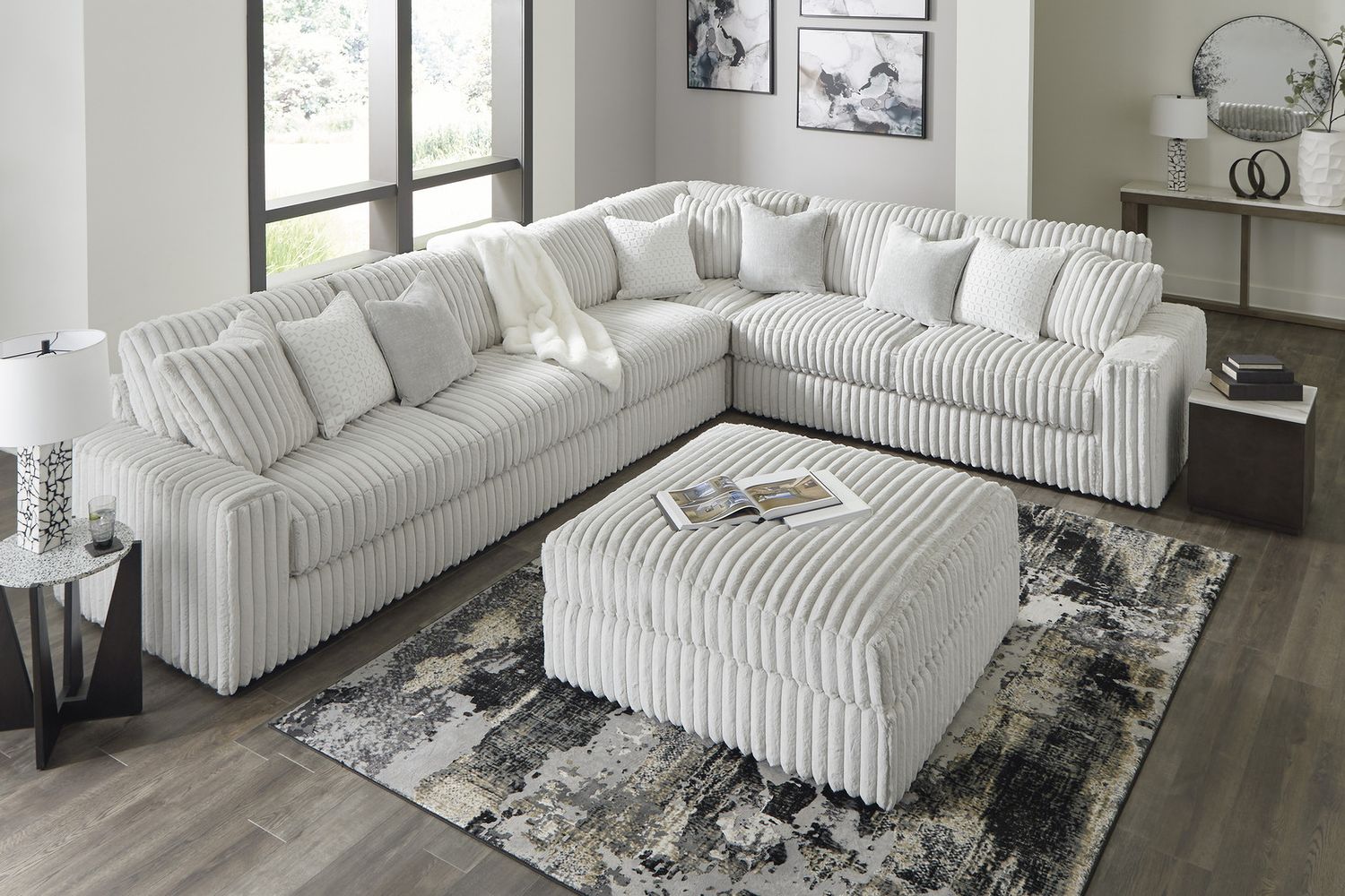 Stupendous Oversized Accent Ottoman In Alloy 2590308