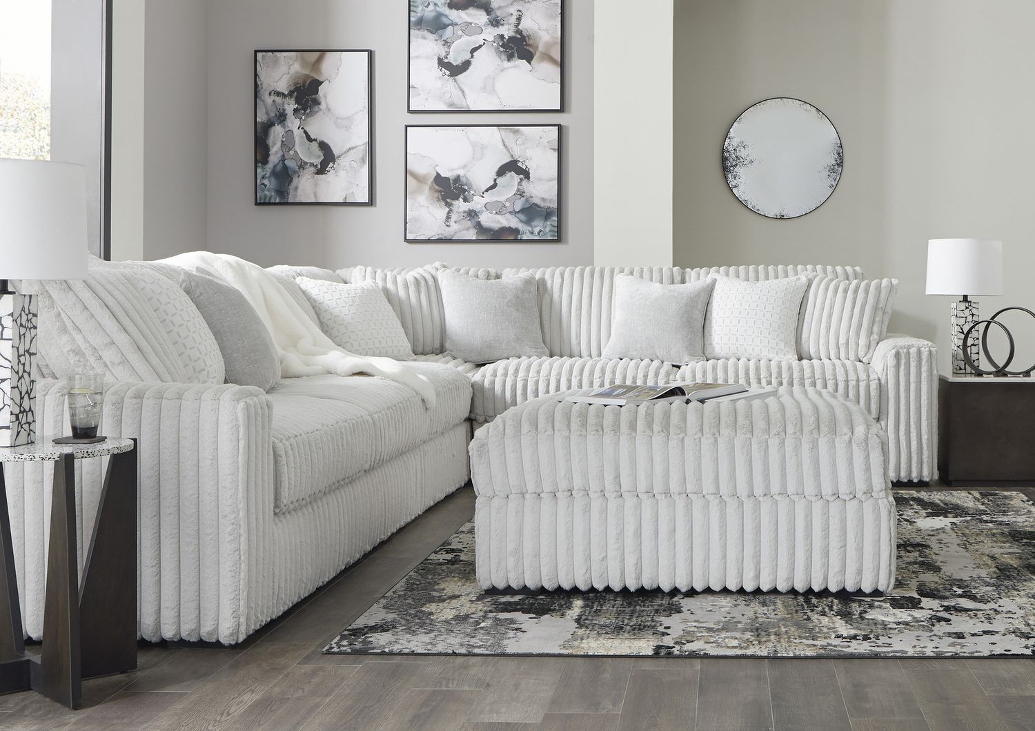 Stupendous Oversized Accent Ottoman In Alloy 2590308