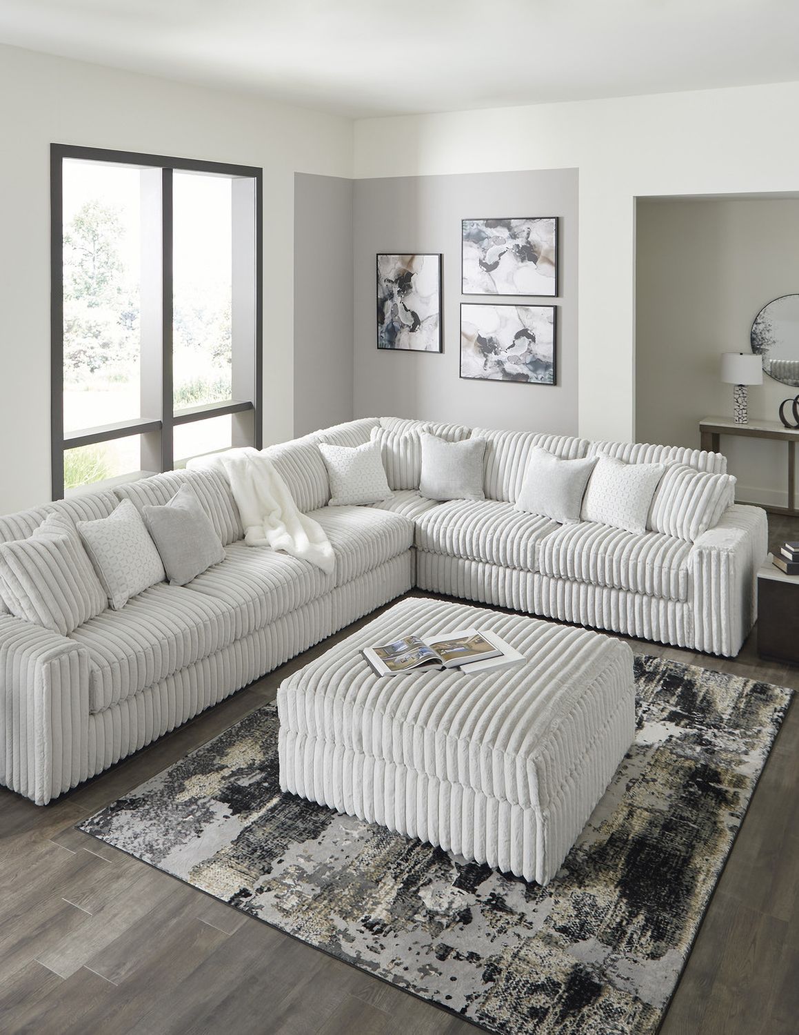 Stupendous Oversized Accent Ottoman In Alloy 2590308