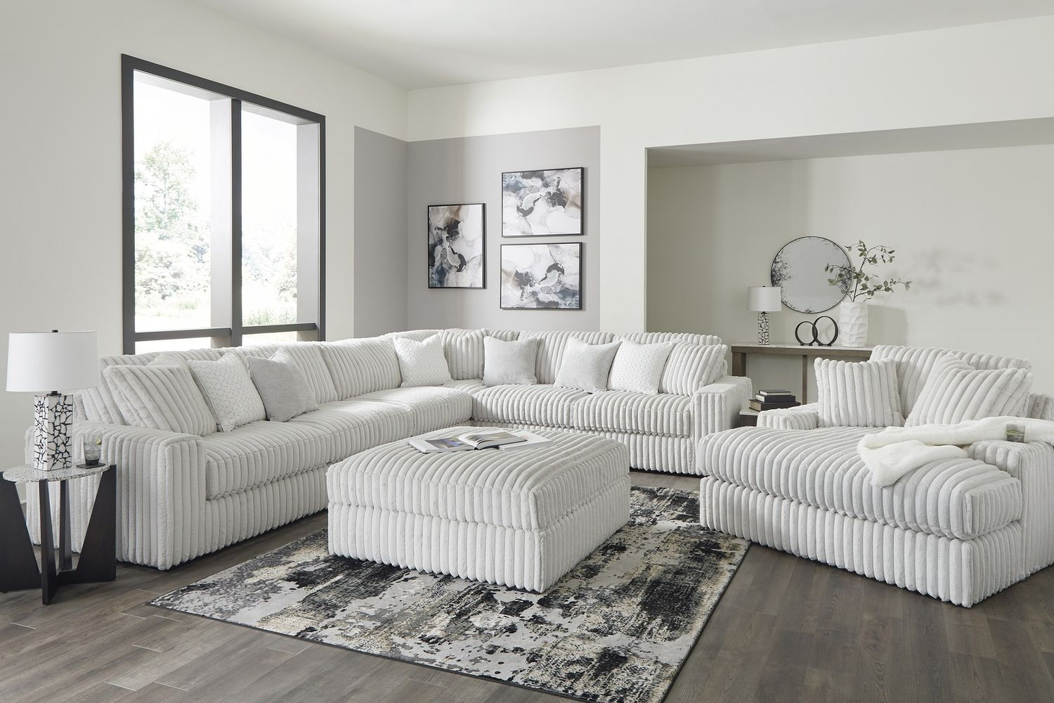 Stupendous Oversized Accent Ottoman In Alloy 2590308