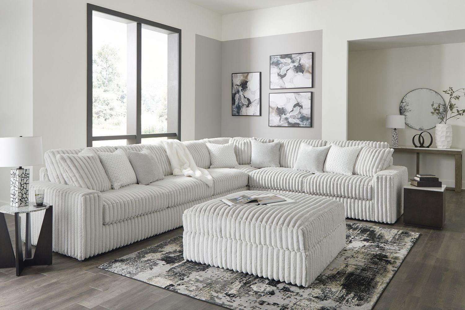 Stupendous Oversized Accent Ottoman In Alloy 2590308
