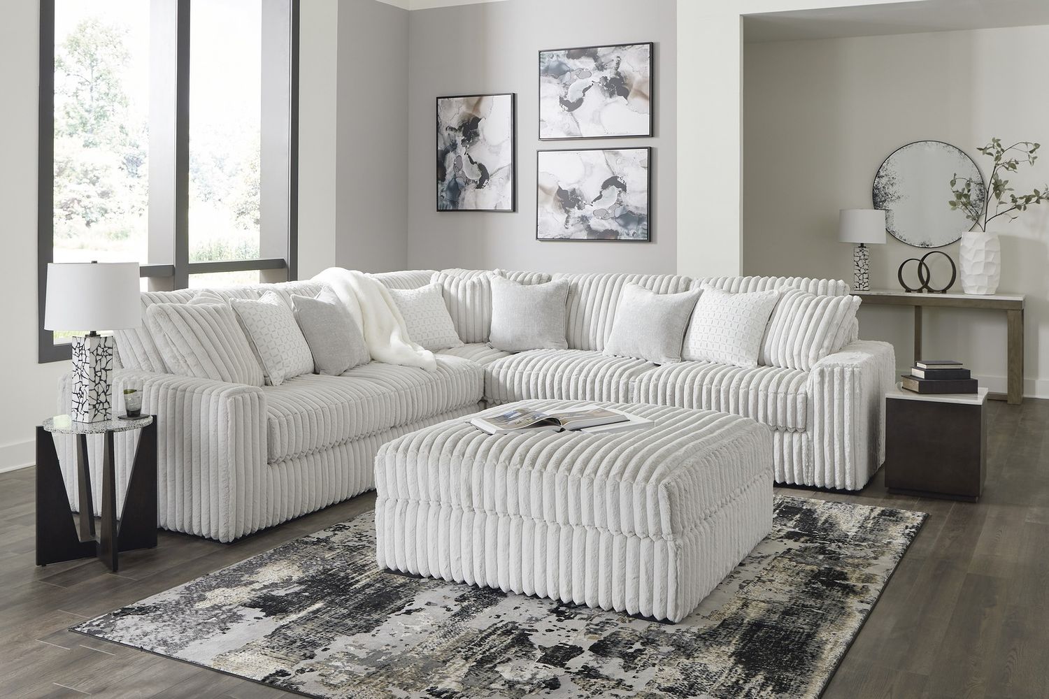 Stupendous Oversized Accent Ottoman In Alloy 2590308