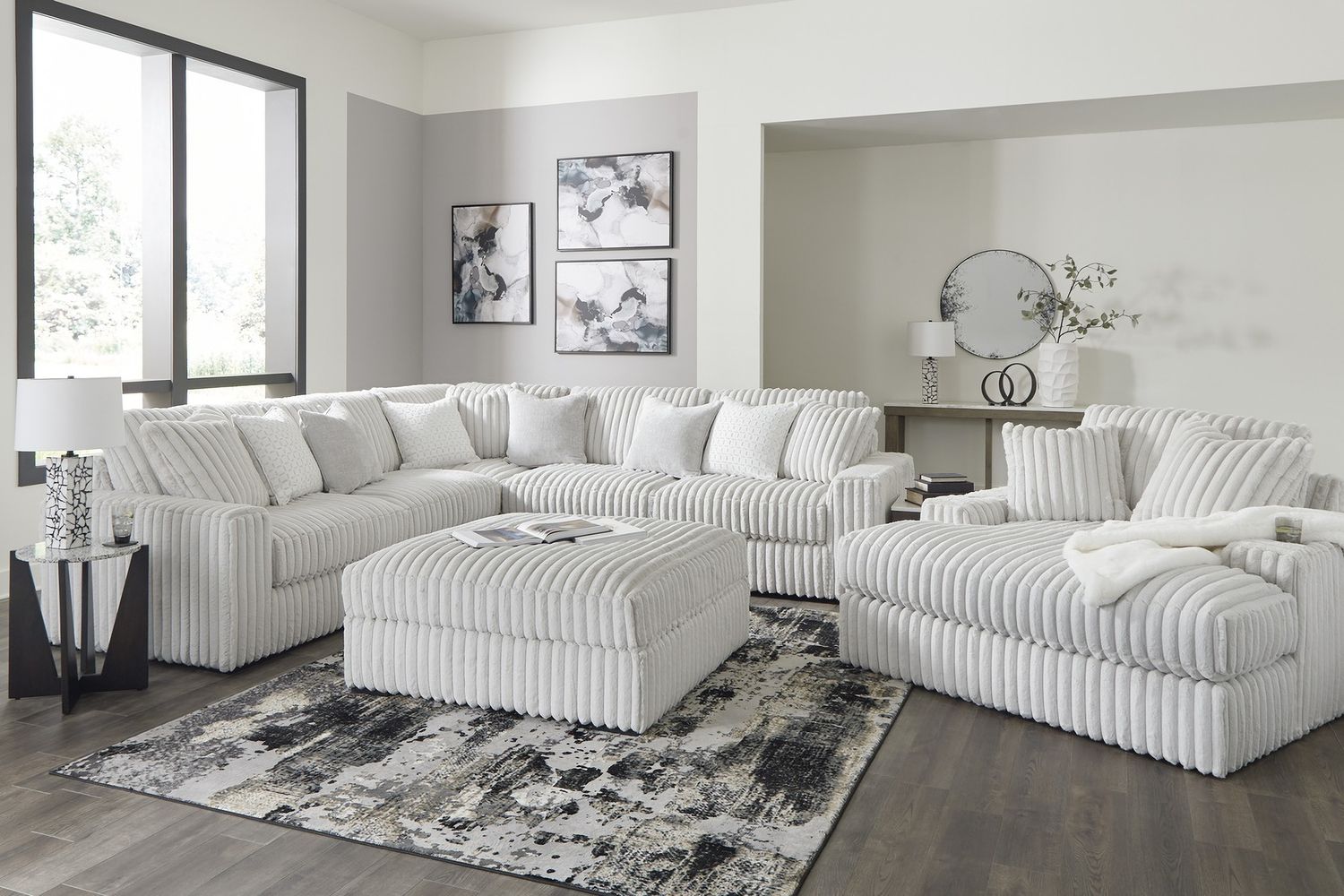 Stupendous Oversized Accent Ottoman In Alloy 2590308