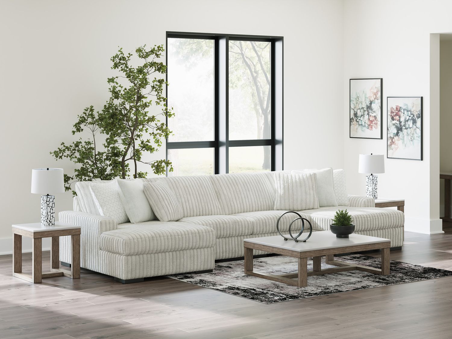 Stupendous 4-Piece Sectional with Double Chaise In Alloy 25903S5
