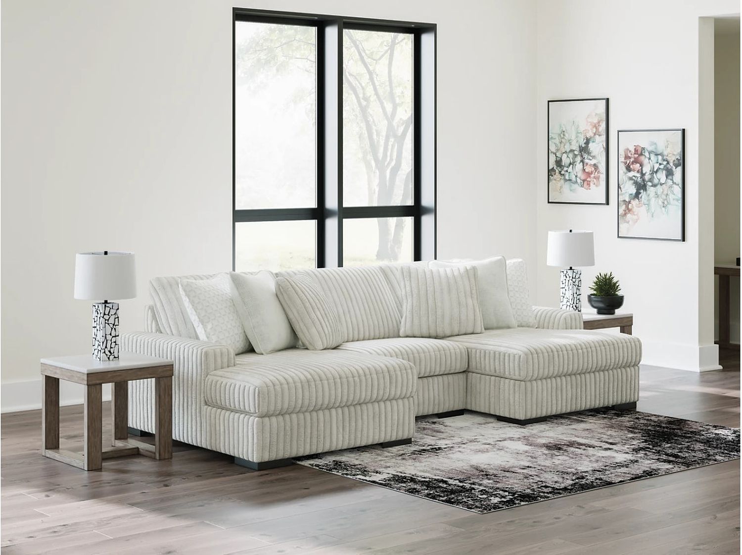 Stupendous 4-Piece Sectional with Double Chaise In Alloy 25903S5