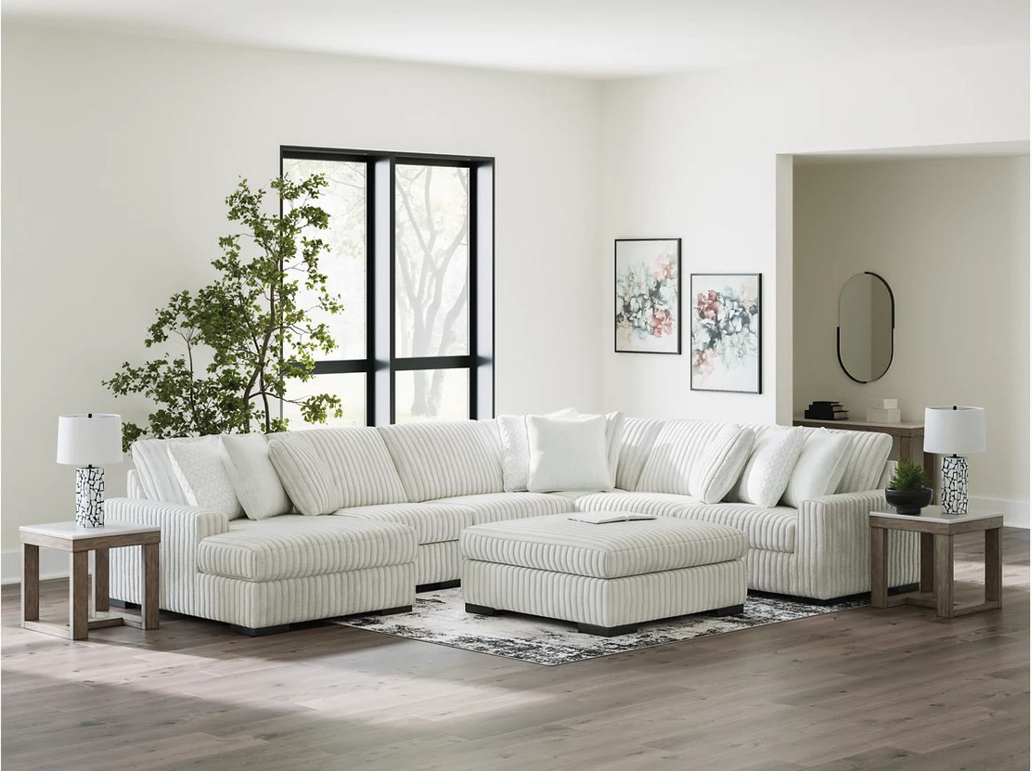 Stupendous 5-Piece Sectional with LAF Chaise In Alloy 25903S8