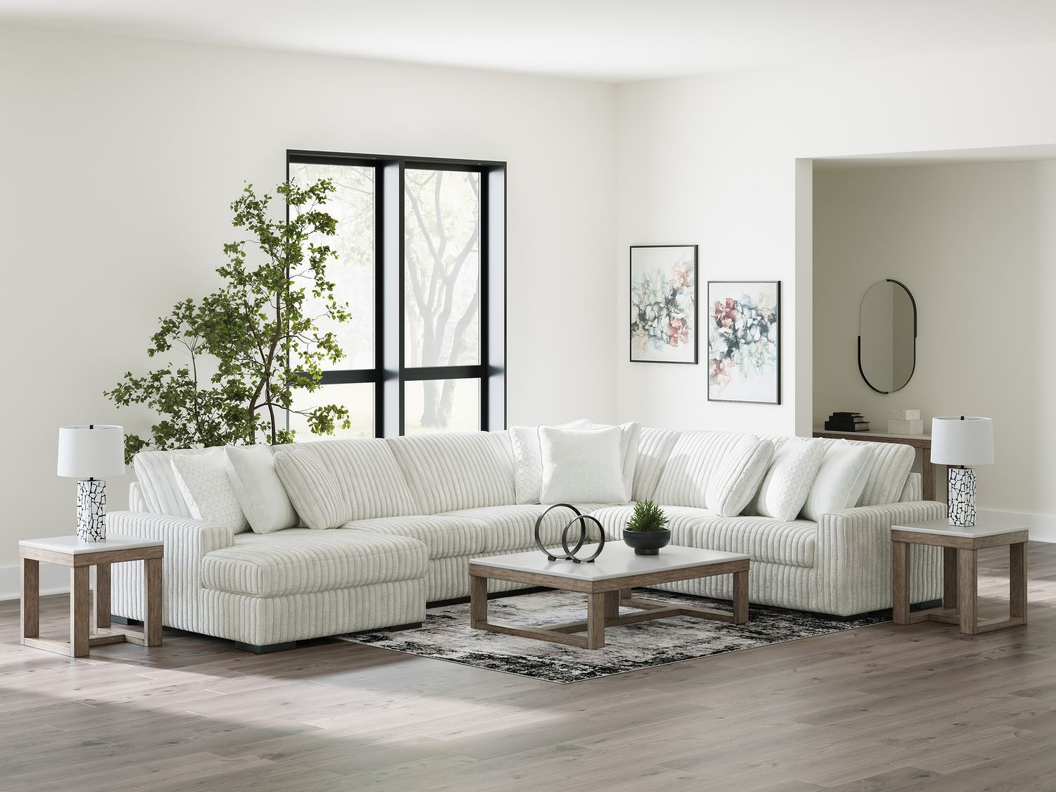 Stupendous 5-Piece Sectional with LAF Chaise In Alloy 25903S8