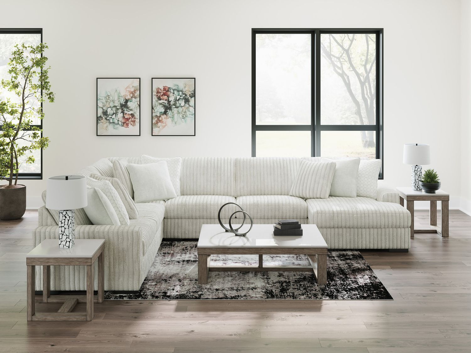 Stupendous 5-Piece Sectional with RAF Chaise In Alloy 25903S9